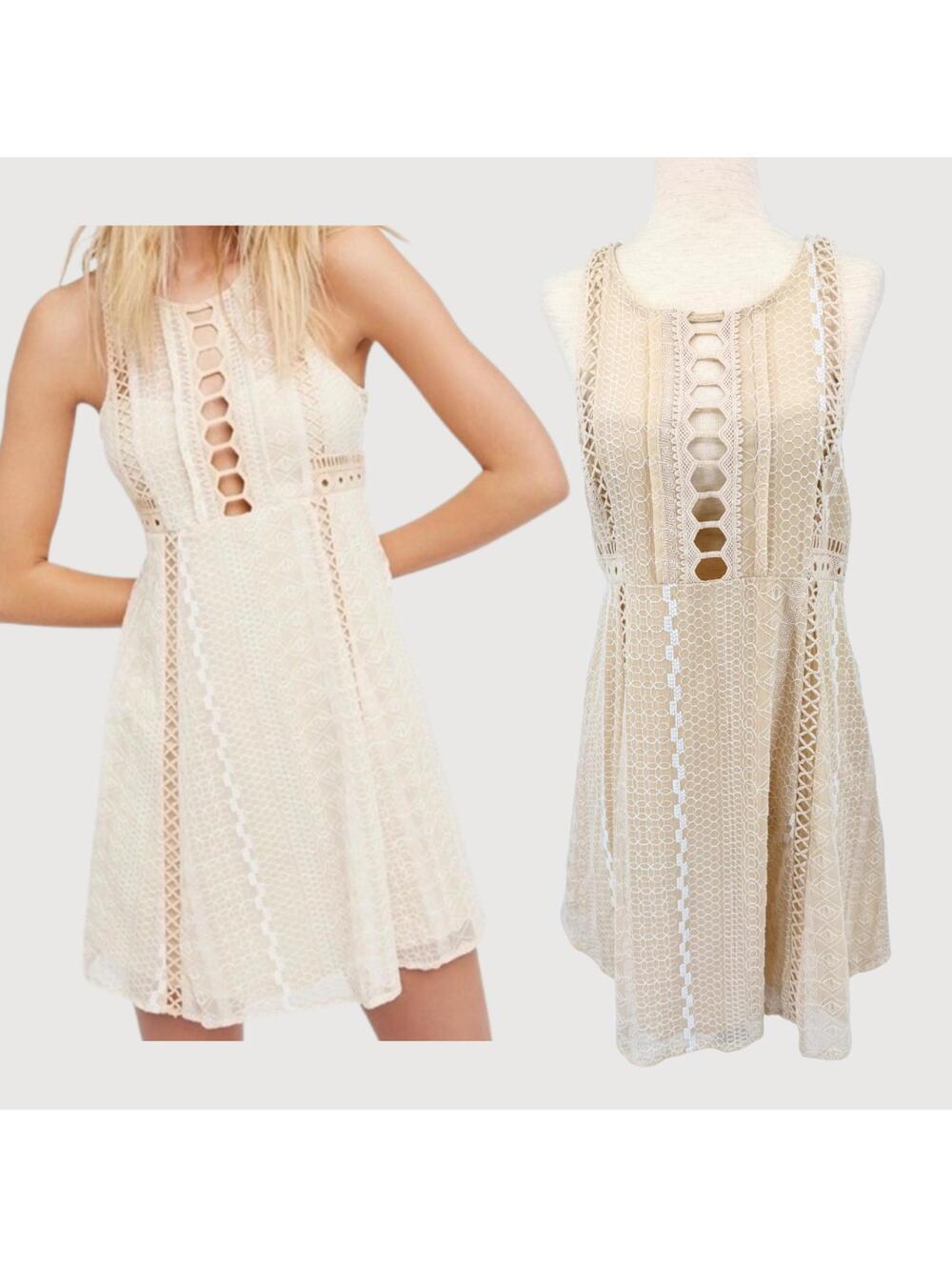 Free People Wherever You Go Lace Mini Dress NWT 8